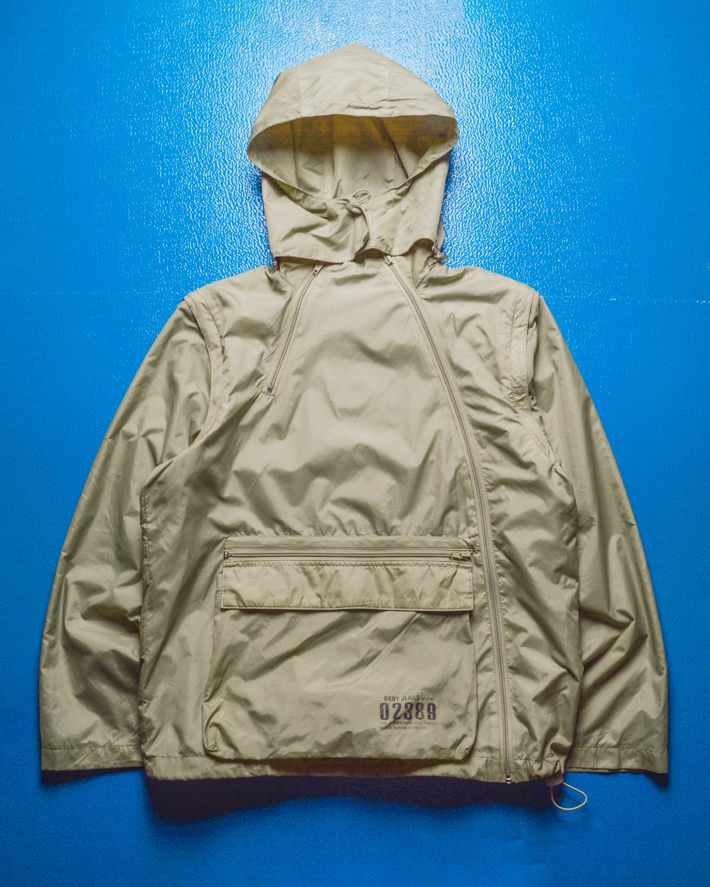 Modular / Convertible Mesh Lined Beige Asymmetrical Light Anorak (S~M)