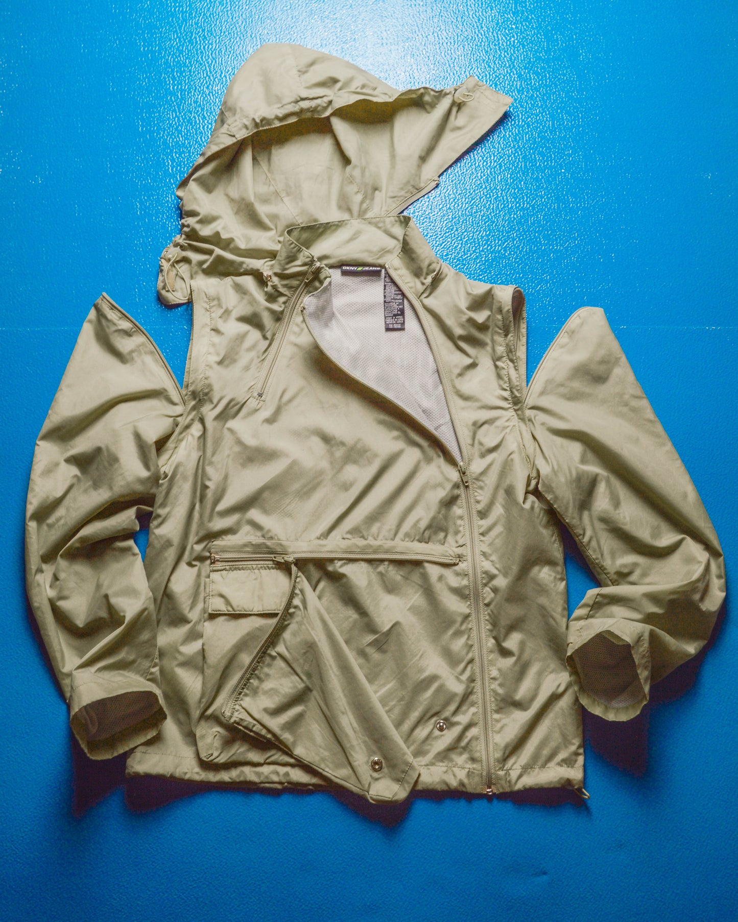 Modular / Convertible Mesh Lined Beige Asymmetrical Light Anorak (S~M)