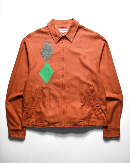 90s Washed Red Diamond Panel Work Jacket (M)