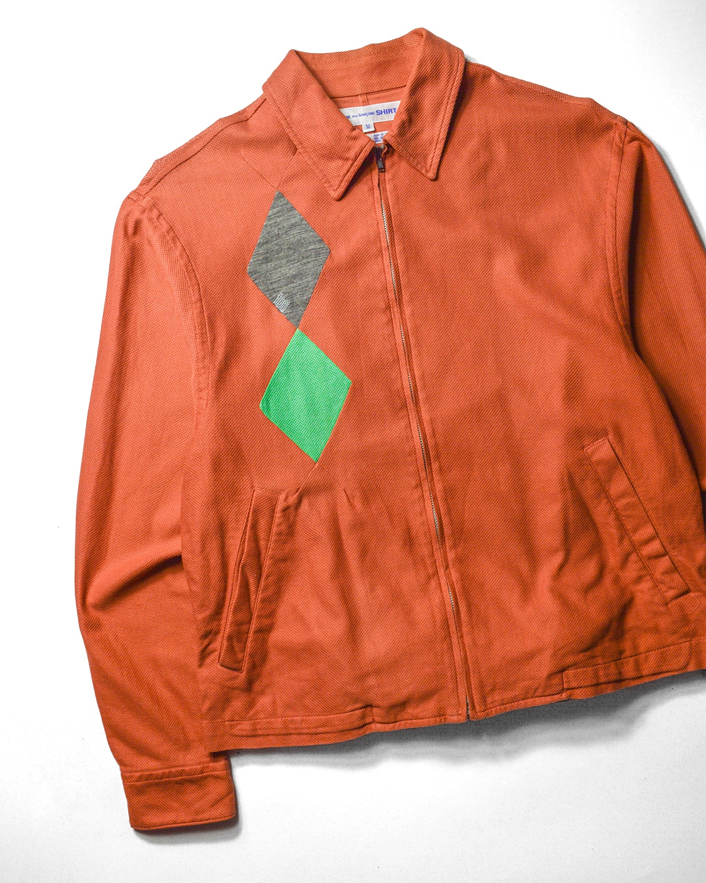 90s Washed Red Diamond Panel Work Jacket (M)