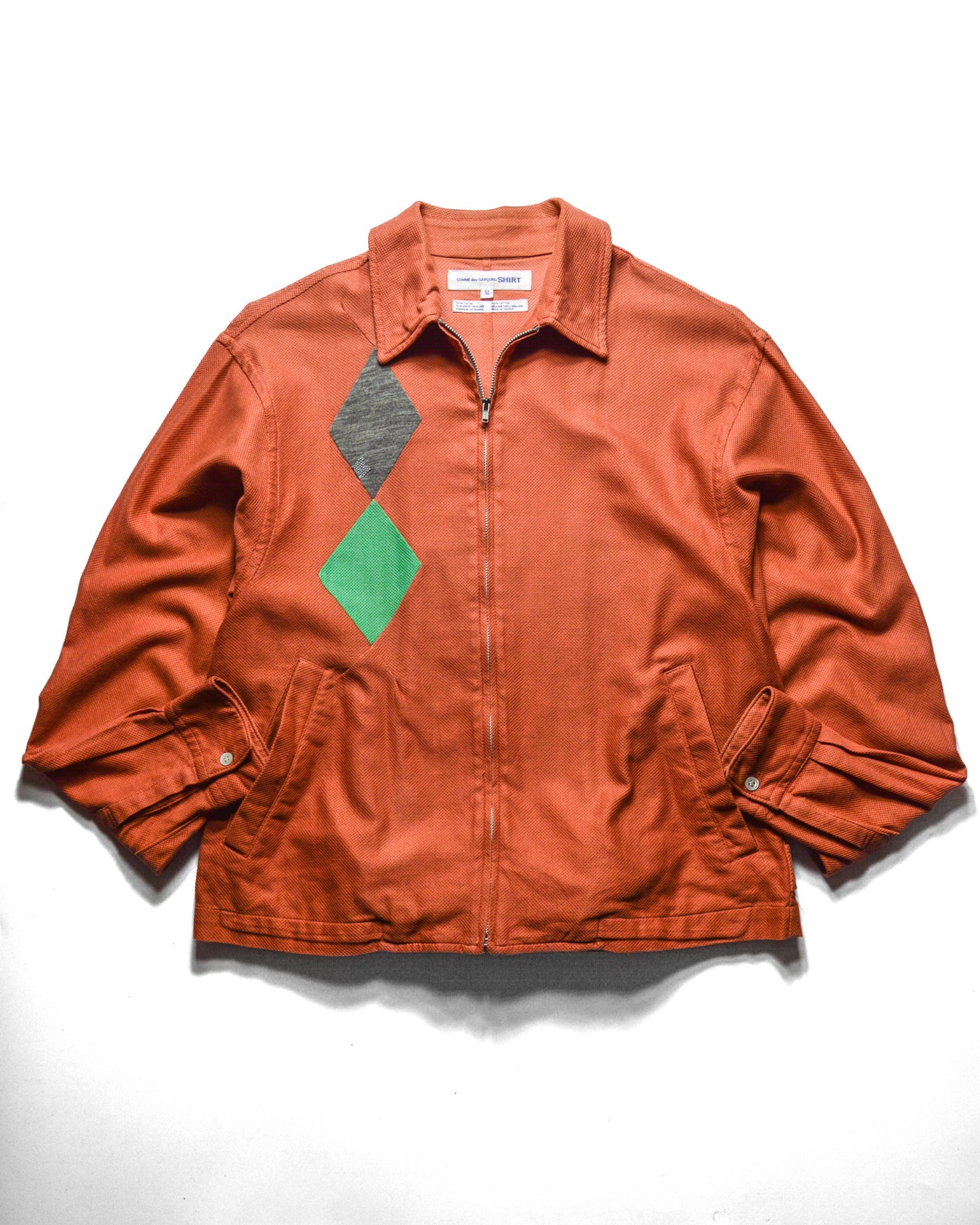 90s Washed Red Diamond Panel Work Jacket (M)