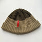 Two Tone Brown / Khaki Red Tab Beanie Hat