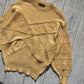 Early 2000s Pale Yellow Textured Panel Logo Knit Jumper  (~M~)