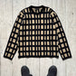 Autumn 2003 Beige Black Grid Knit Sweater / Jumper (~M~)