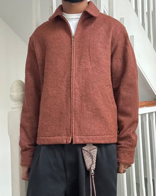 90s Washed Red Textured Work Jacket (M)