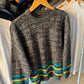 80s Abstract Noisy Grey / Striped Knit Jumper (M~L)