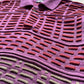 SS 1989 Purple / Red 3D Striped Pattern Knit LS Polo Jumper (~L~)