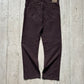 2000s Burgundy / Wine Red Tonal Jacquard Striped Pants  (34~37)