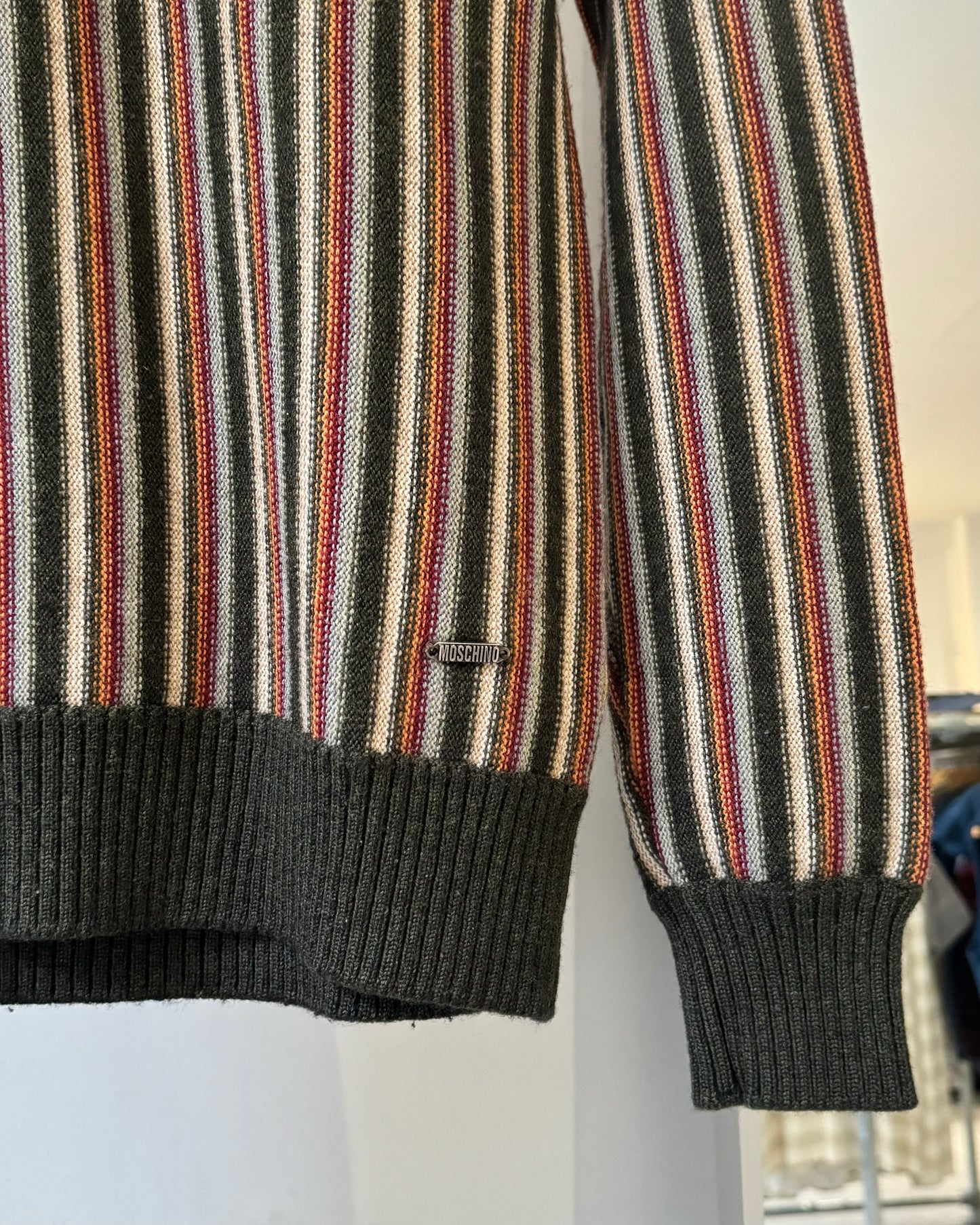 Early 2000s Stripe Knit Button Up Jumper  (~M~)