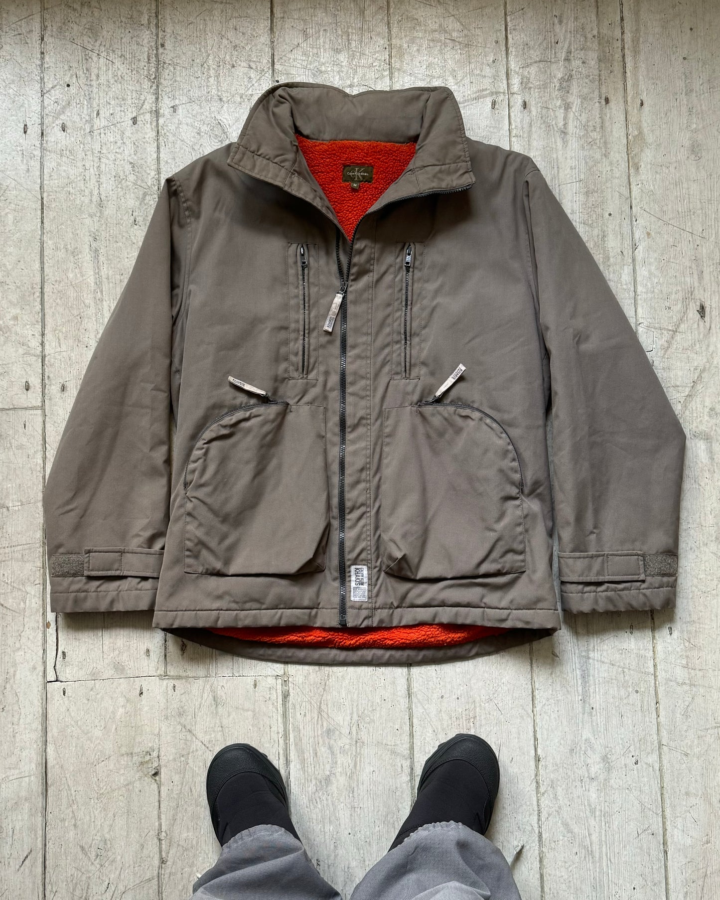 Tan Multi-pocket Fleece Lined Cargo Jacket (~L~)