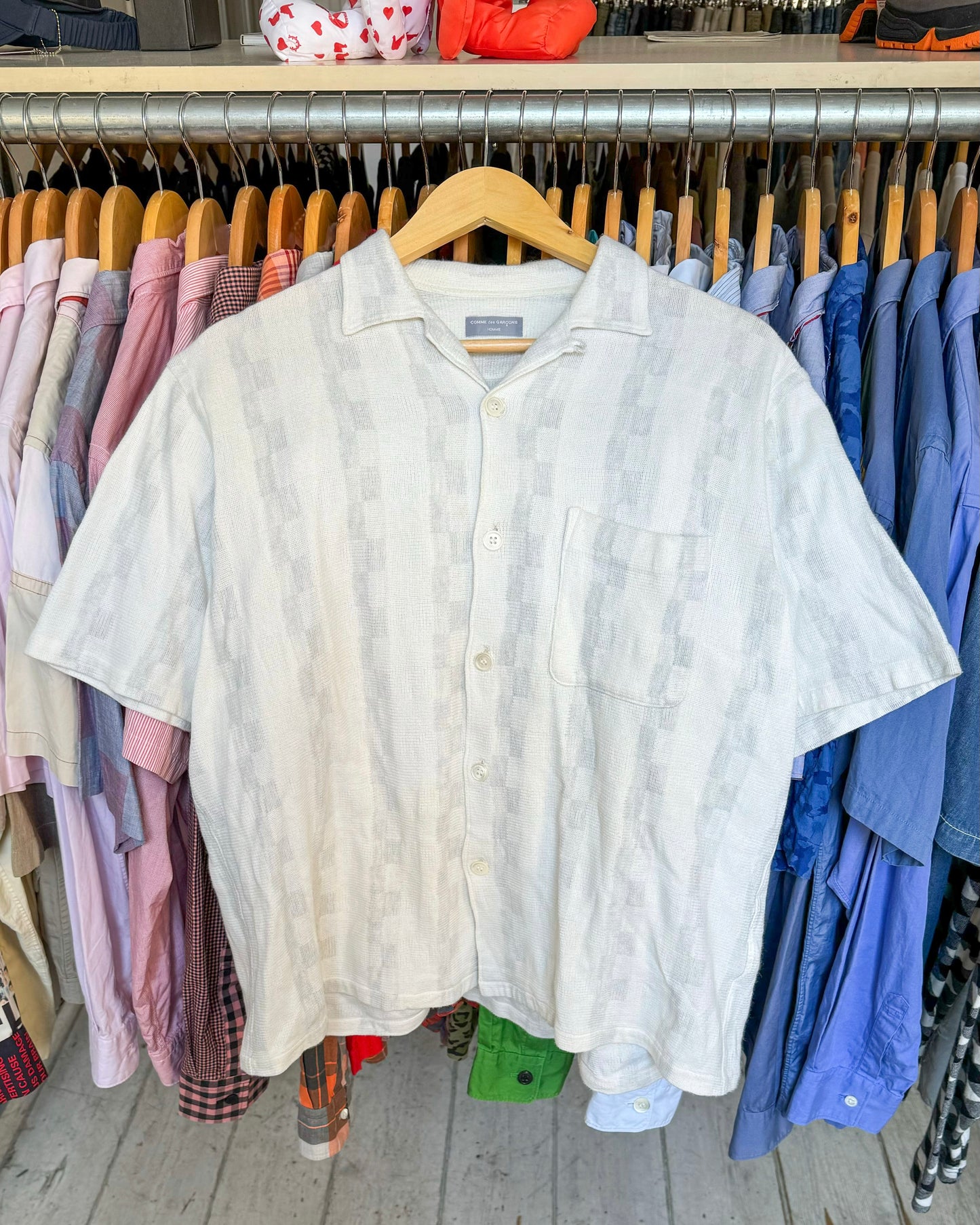 1996 Grey Cream Staggered Stripe Shirt (~L~)