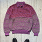 SS 1989 Purple / Red 3D Striped Pattern Knit LS Polo Jumper (~L~)