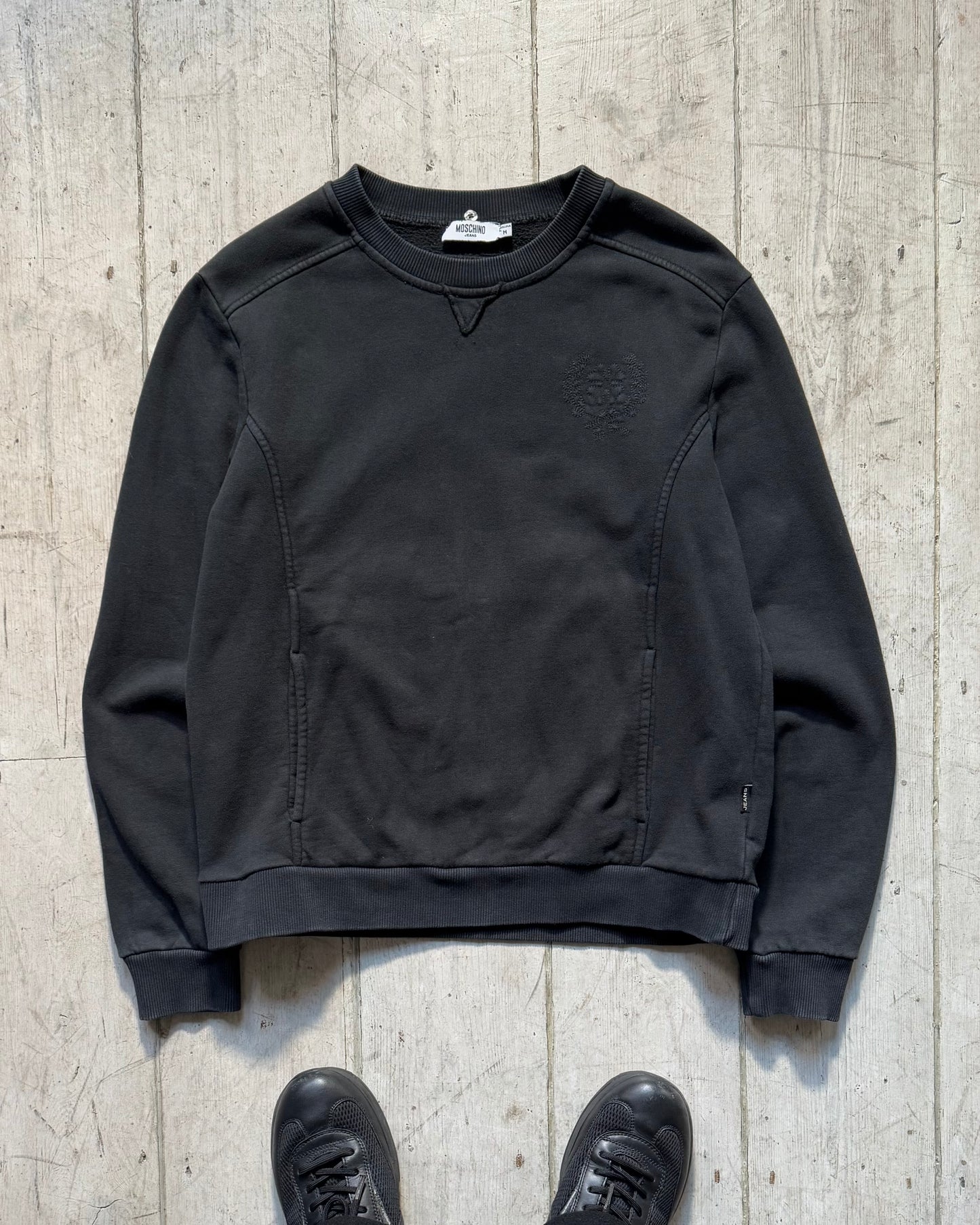 Early 2000s Washed Black Panelled Jumper (~M~)