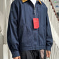 80s Pleated Front Boxy Navy Work Jacket (~L~)