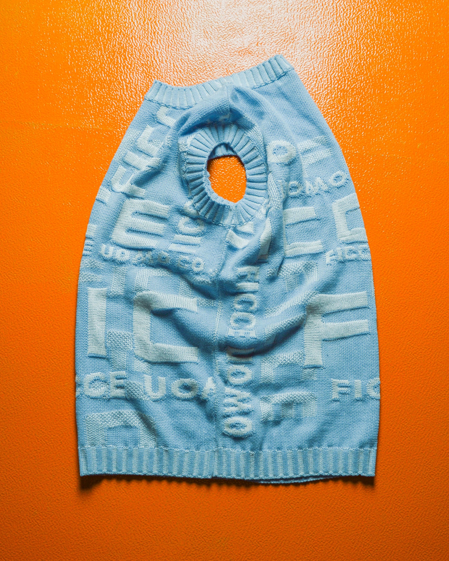 Intarsia Monogram Baby Blue Knit Vest (S~M)