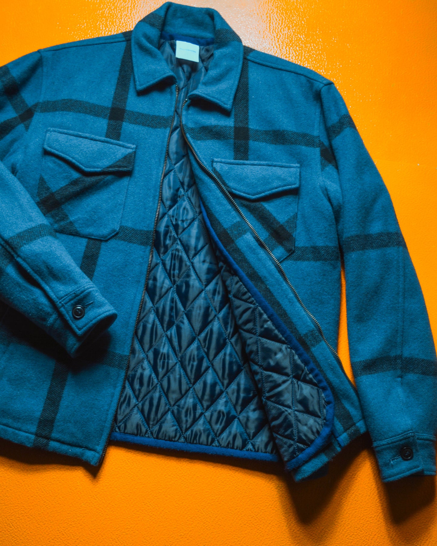 90s Lined Wool Blue Check Jacket (~M~)