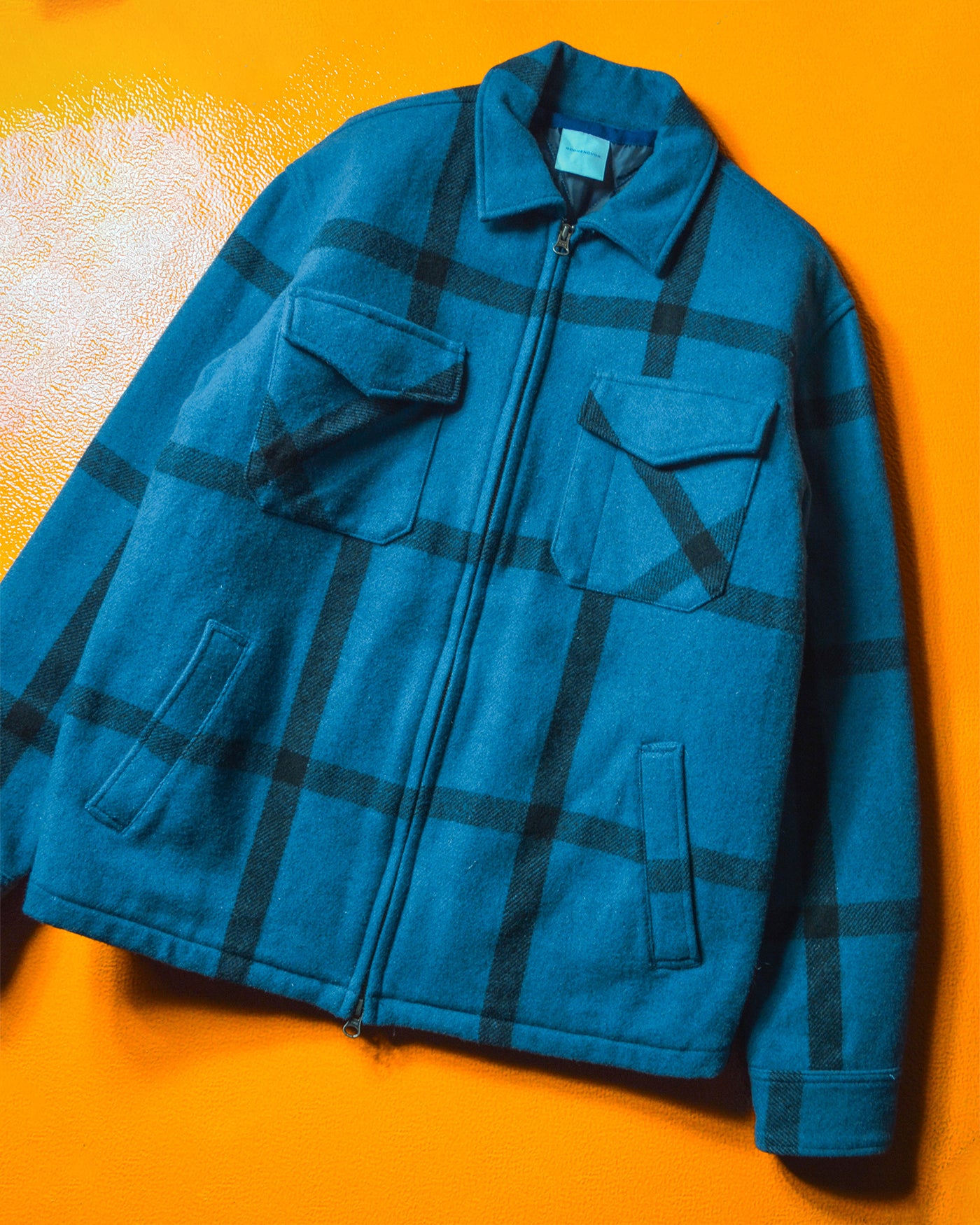 90s Lined Wool Blue Check Jacket (~M~)