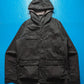 2000s Washed Black Asymmetrical Hooded Jacket (S~M)