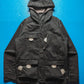 2000s Washed Black Asymmetrical Hooded Jacket (S~M)