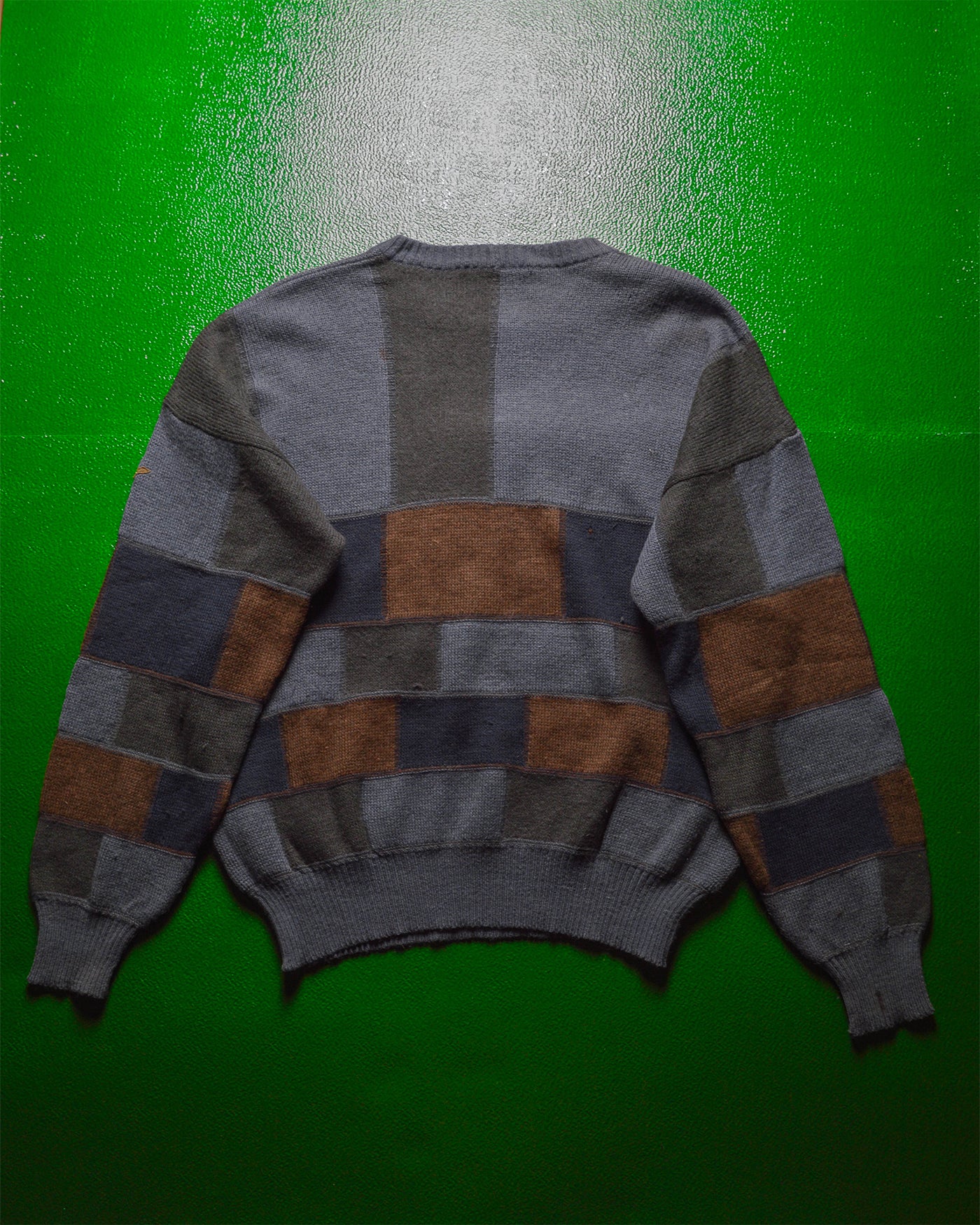 Giorgio Armani 80s Green Navy Brick Block Pattern Alpaca Wool Knit ...