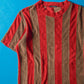 SS01 Velour Brown Red Striped Top (M)