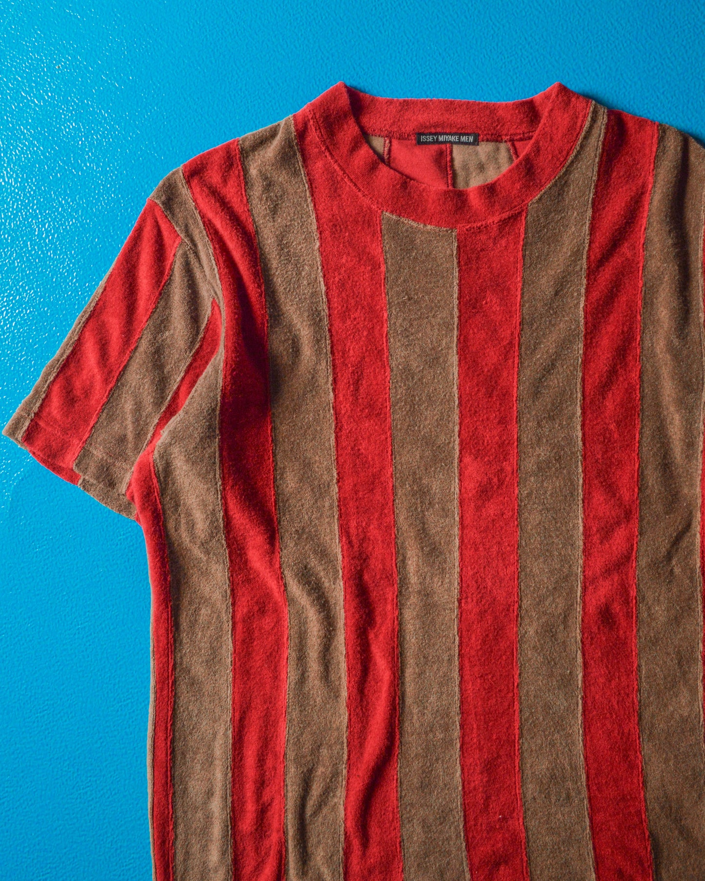 SS01 Velour Brown Red Striped Top (M)