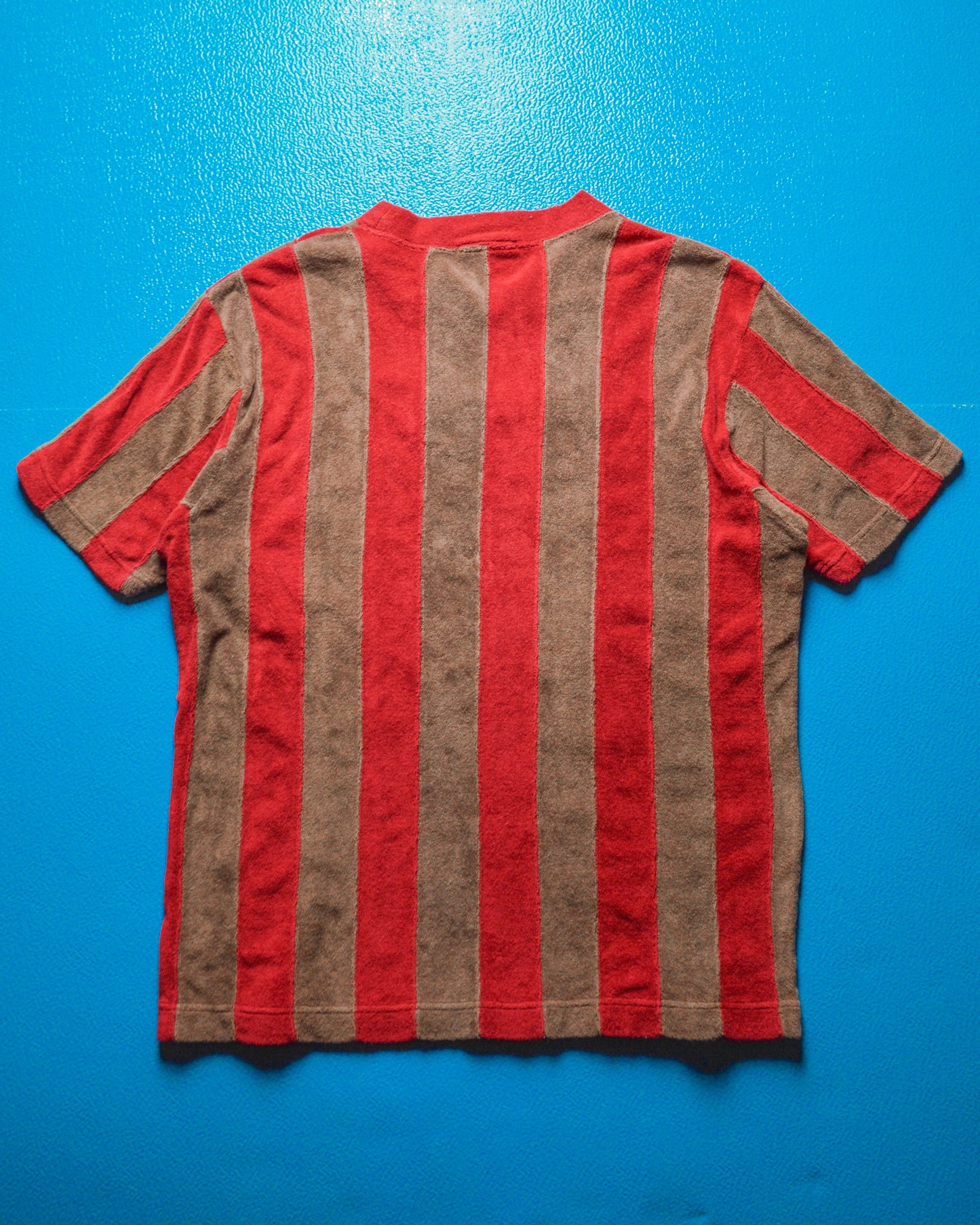 SS01 Velour Brown Red Striped Top (M)