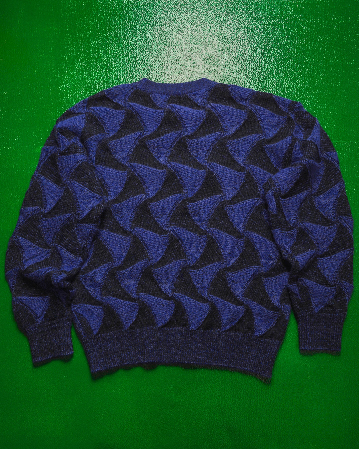 A/W 1992 Blue Black Wavy Cone Knit Jumper (~L~)