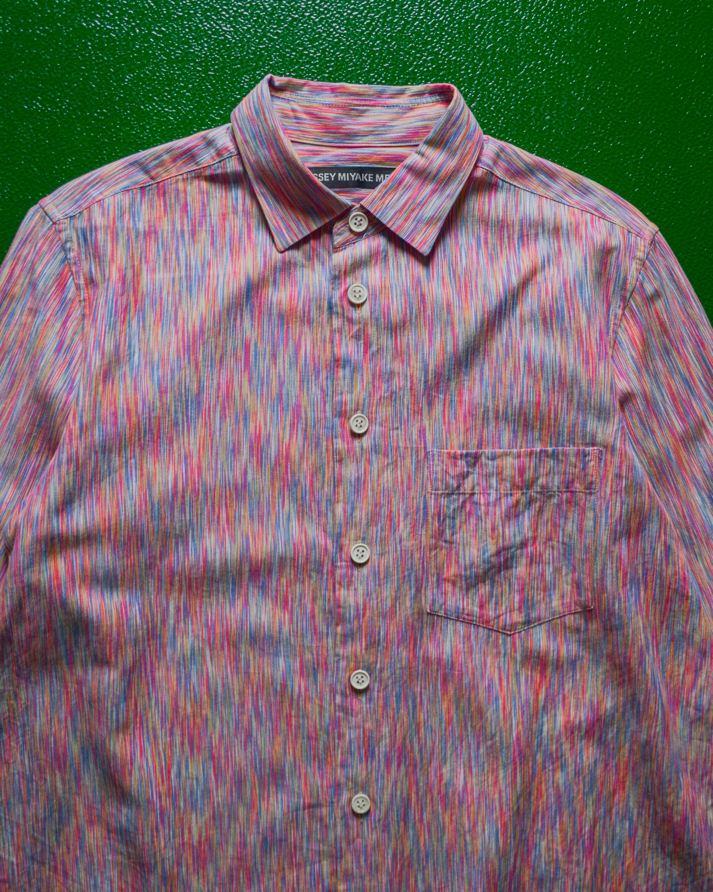 Brushed / Blurred Lines Vibrant Pattern Longsleeve Shirt  (S~M)