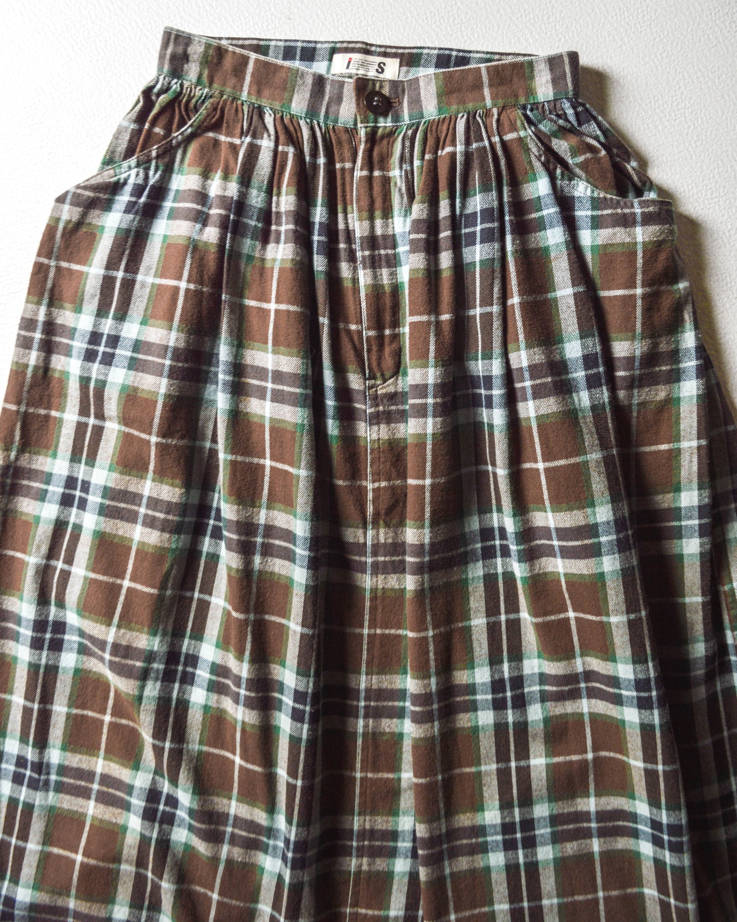 Brown Plaid Midi  Skirt (9)