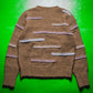 70s  Asymmetrical Strokes Pattern Knit Jumper (~M~)