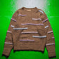 70s  Asymmetrical Strokes Pattern Knit Jumper (~M~)