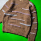 70s  Asymmetrical Strokes Pattern Knit Jumper (~M~)
