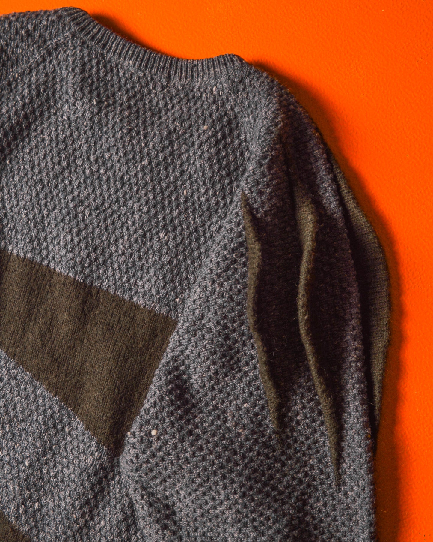 80s 3-D Shoulder Blade Panel Zig Zag Knit (M~L)