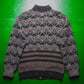 AW 1997 Geometric Pattern Zip Up Cardigan Sweater (M)