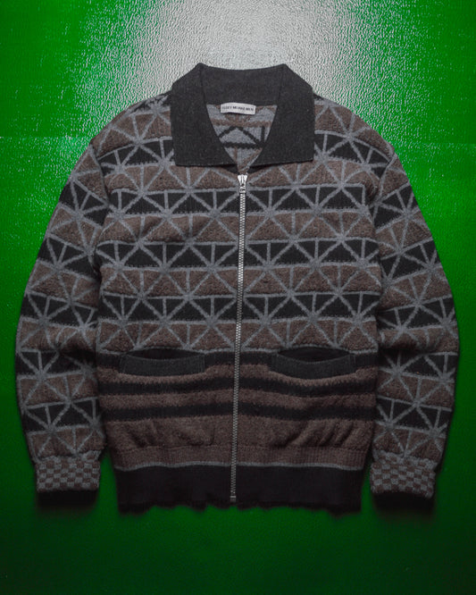AW 1997 Geometric Pattern Zip Up Cardigan Sweater (M)
