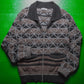 AW 1997 Geometric Pattern Zip Up Cardigan Sweater (M)
