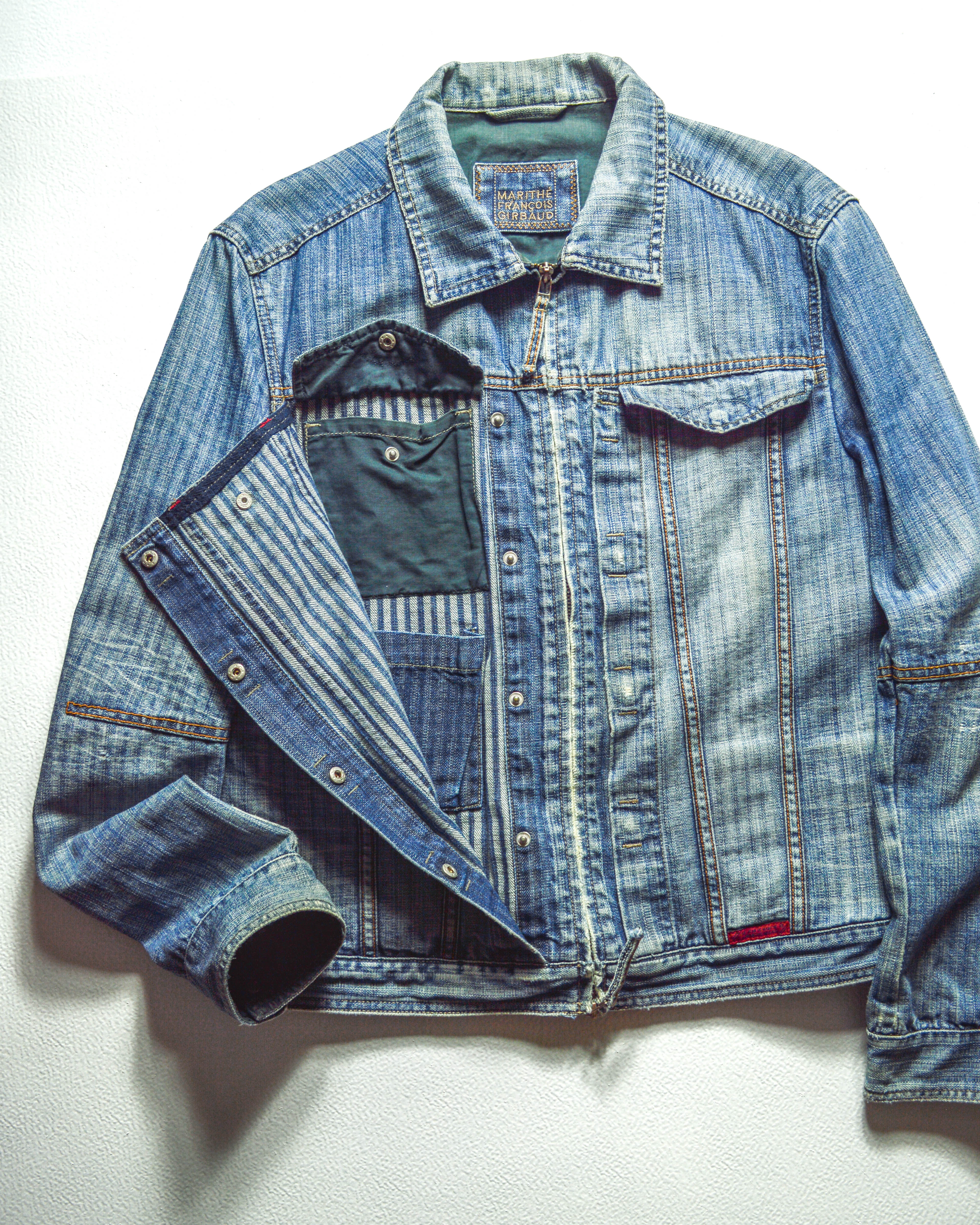 Marithe Francois Girbaud M+FG Butterfly Striped Denim Jacket