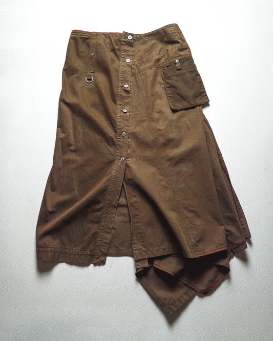 Reconstructed Asymmetrical Brown Cargo Skirt (44)