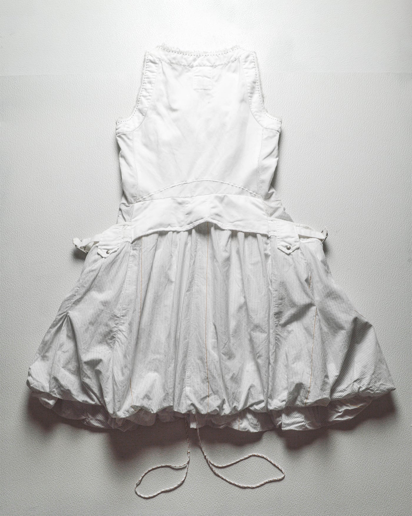 Early 2000s Pinstriped Balloon Style Cargo Pocket Zip Dress (42)