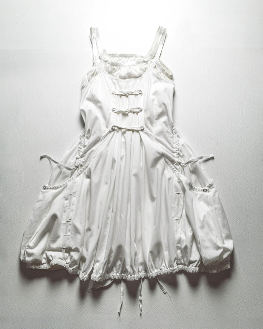 Cotton / Silk Double Layered Balloon Style Cargo Pocket Zip Dress (XS)