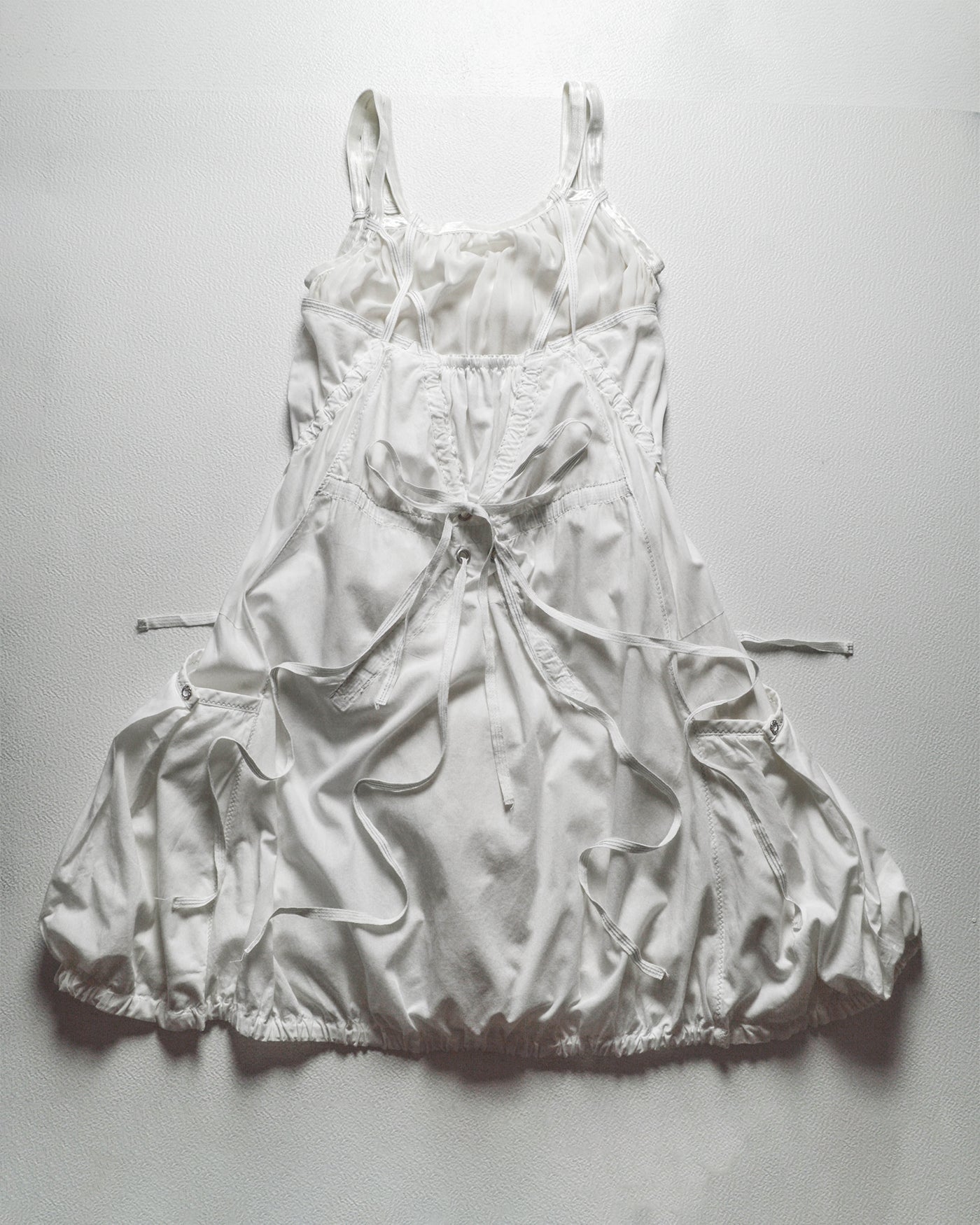 Cotton / Silk Double Layered Balloon Style Cargo Pocket Zip Dress (XS)
