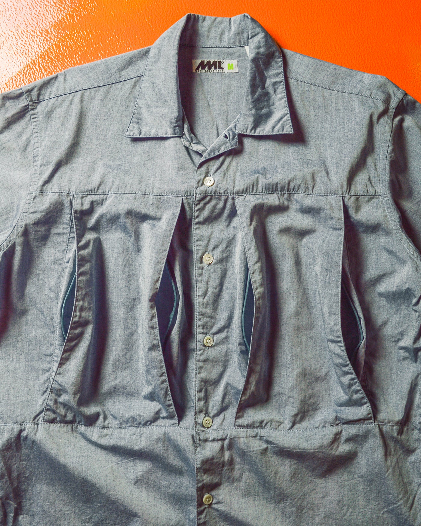 Chambray Panelled Dual Layered Cargo Pocket Shirt (~L~)