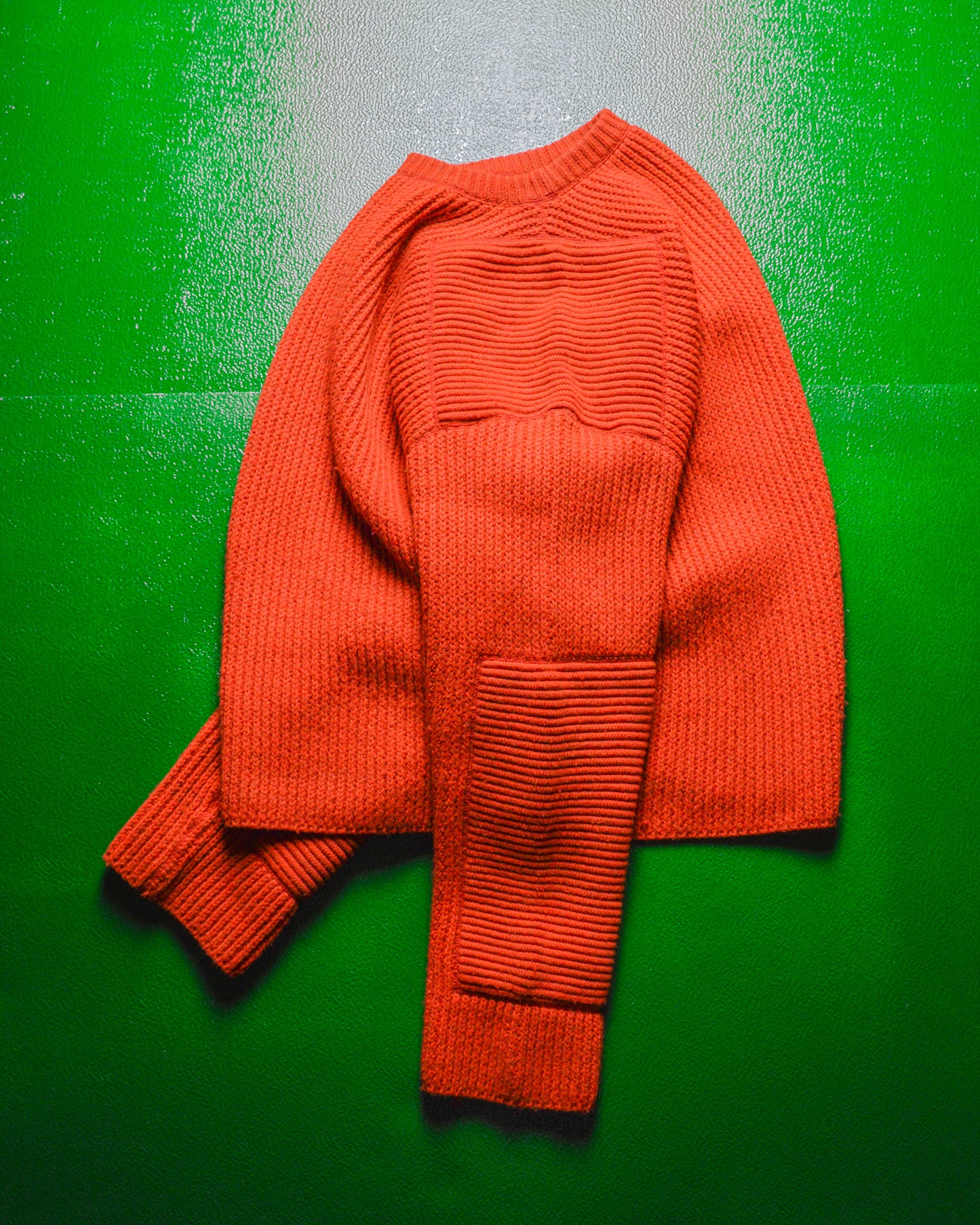 Sample AW17 Rusty Orange Chunky Heavy Panelled Knit Jumper (~L~)