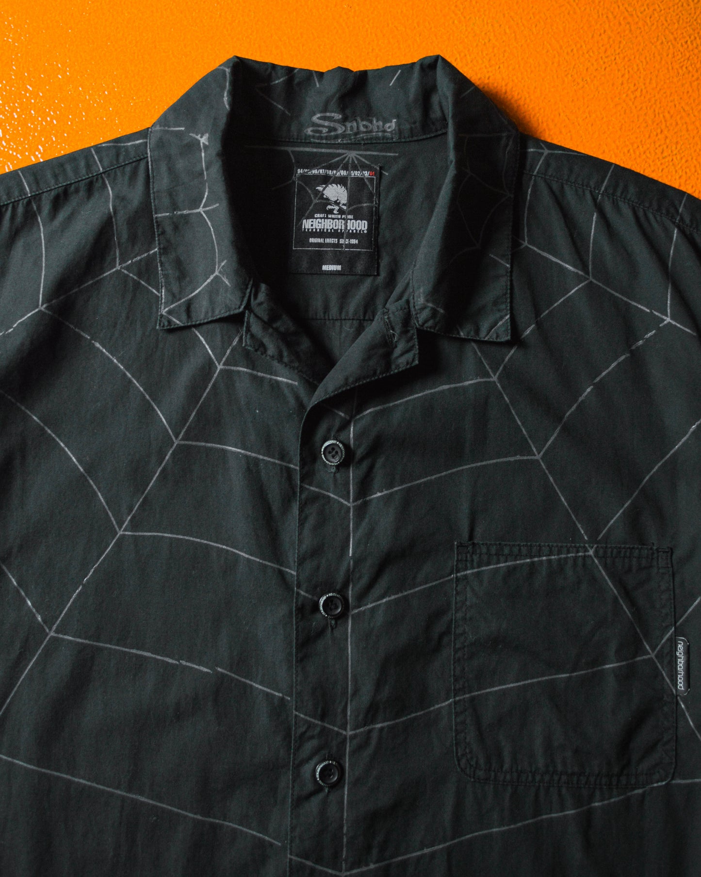 Black 2004 Spider / Cob Web Print Shirt  (M~L)