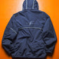 Early 2000s Navy Branded Piping Asymmetrical Fleece Lined D-ring Jacket (L)