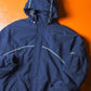 Early 2000s Navy Branded Piping Asymmetrical Fleece Lined D-ring Jacket (L)