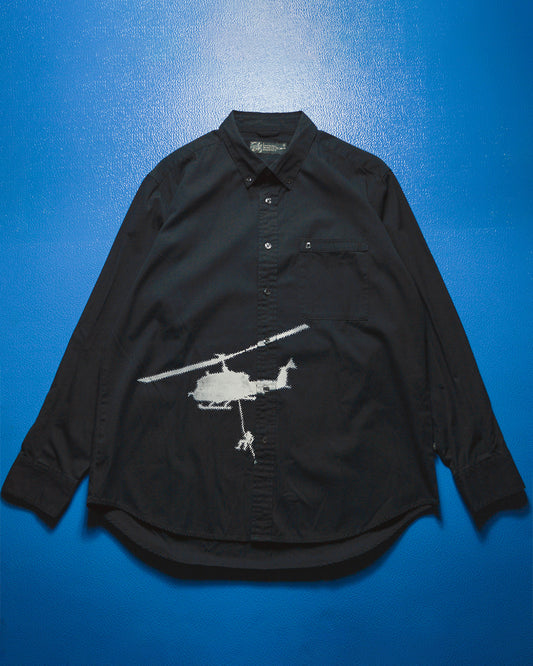 Early 2000s Helicopter Print Shirt (L~XL)