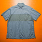 Blue Grey Check Two Tone Panelled Short Sleeve Shirt (~L~)