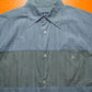 Blue Grey Check Two Tone Panelled Short Sleeve Shirt (~L~)